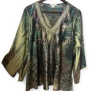 Y2K Mcbling multi medium bedazzle ibiza fairy core top SIZE‎ 1X